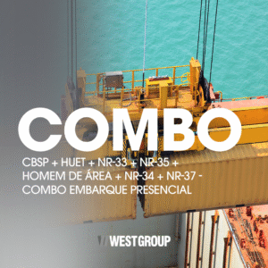 CBSP + HUET + NR-33 + NR-35 + HOMEM DE ÁREA + NR-34 MOVIMENTAÇÃO DE CARGAS + NR-37 PRIMEIRO EMBARQUE 06H (COMBO EMBARQUE - PRESENCIAL)